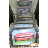 Nine Corgi Original Omnibus Collection (OOC) and Exclusive First Editions (EFE) diecast model buses,