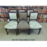 A set of six 19thC upholstered mahogany dining chairs