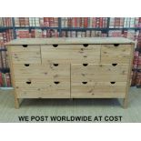 A pine chest of seven drawers (W150 D52 H86cm)