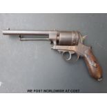 Gasser/ Montelegrin 11-3x36R six shot service revolver with shaped grips and 7.
