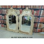 A pair of oak or similar framed mirrors (height overall 137cm)