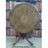 A burr walnut and inlaid topped occasional table (diameter 91,