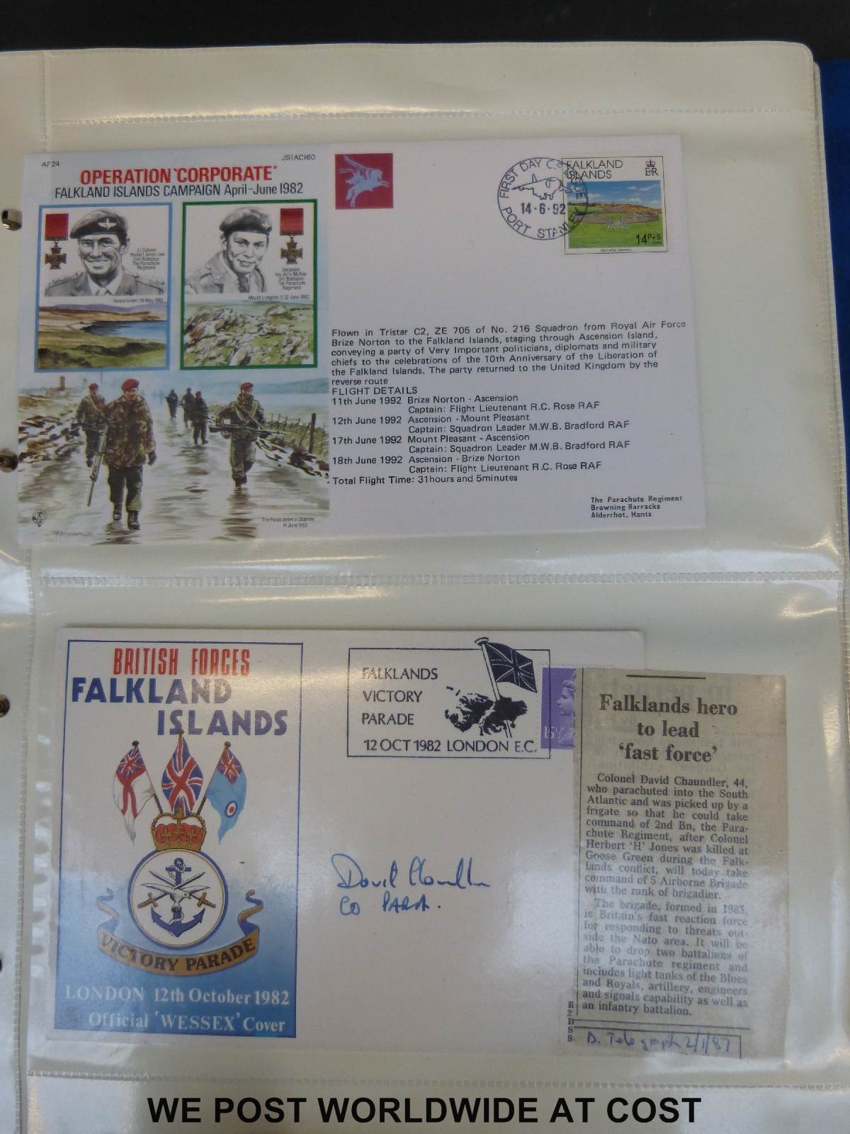 Four albums of Falkland Islands & South Georgia covers mainly relating to the Falklands War,