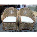Two 'Polo Club' children's wicker chairs