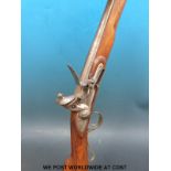 Flintlock hammer action blunderbuss with brass trigger guard and mounts,