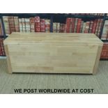 A pine seat with roll out drawer (width 112cm, depth 41cm,