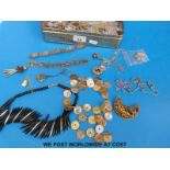 A collection of costume jewellery to include silver pendants, faux pearls,