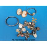 An 18ct gold Maltese Cross, silver items including Charles Horner bracelet,