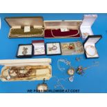 A small collection of costume jewellery, watches,