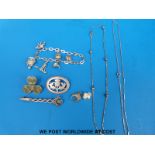 A group of silver jewellery including a brooch and kilt pin with Edinburgh hallmarks,