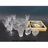A collection of cut lead crystal glass to include fruit bowl, set of six glasses etc.