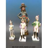 Four Continental porcelain soldiers