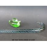 A glass walking stick and glass duck