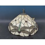 A Tiffany style light shade with dragonfly design,