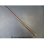 British officer's leather and horn swagger stick,