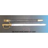A Baker 2nd pattern Infantry rifle sword bayonet stamped Osborn and Gunby to blade with leather and