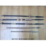 Five spears with hide / beadwork grips