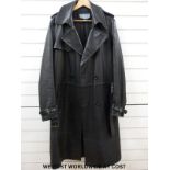 An Alexander McQueen gentleman's black leather trench coat,