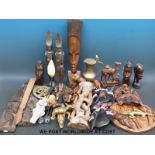 A collection of carved African artefacts