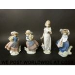 Four Lladro figurines of girls