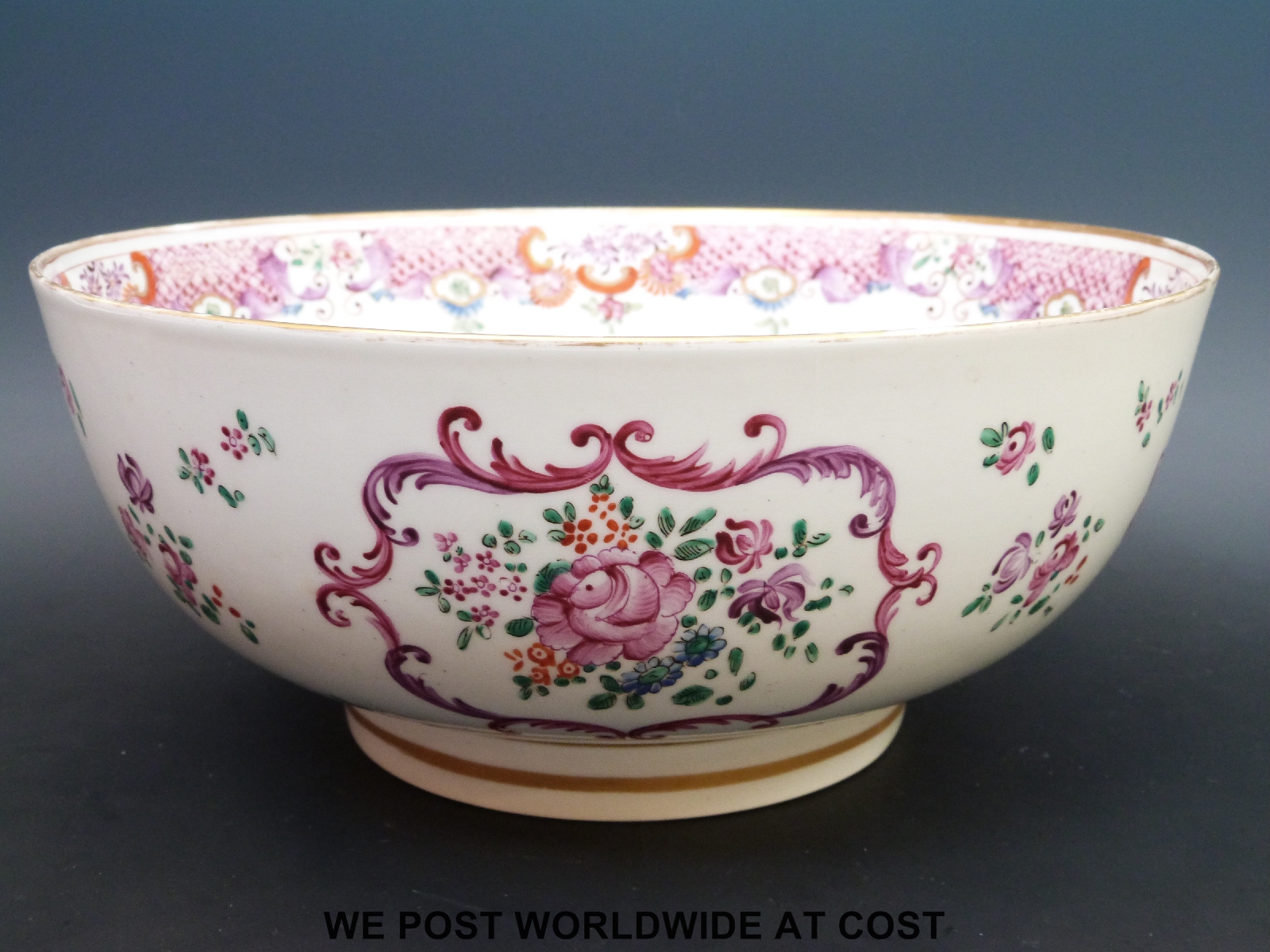 A Samson famille rose bowl with pseudo Chinese mark to base (diameter 30cm)