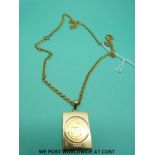 A 1/10 Krugerrand set in a 9ct gold pendant on a 9ct gold chain (18.