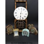 A quantity of clocks and parts for the hobby clock repairer, including dial clock, cuckoo clock etc.
