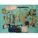 A quantity of costume jewellery to include amethyst necklace, silver pendant,