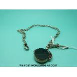 A silver pocket watch chain/Albert and fob