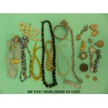 A white metal bangle, hallmarked silver fobs, millefiori beads, vintage Gloucester jewellery box,