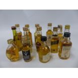 Fourteen mainly 5cl single malt whisky miniatures to include Jura 10 year, Dallas Dhu 18 year,