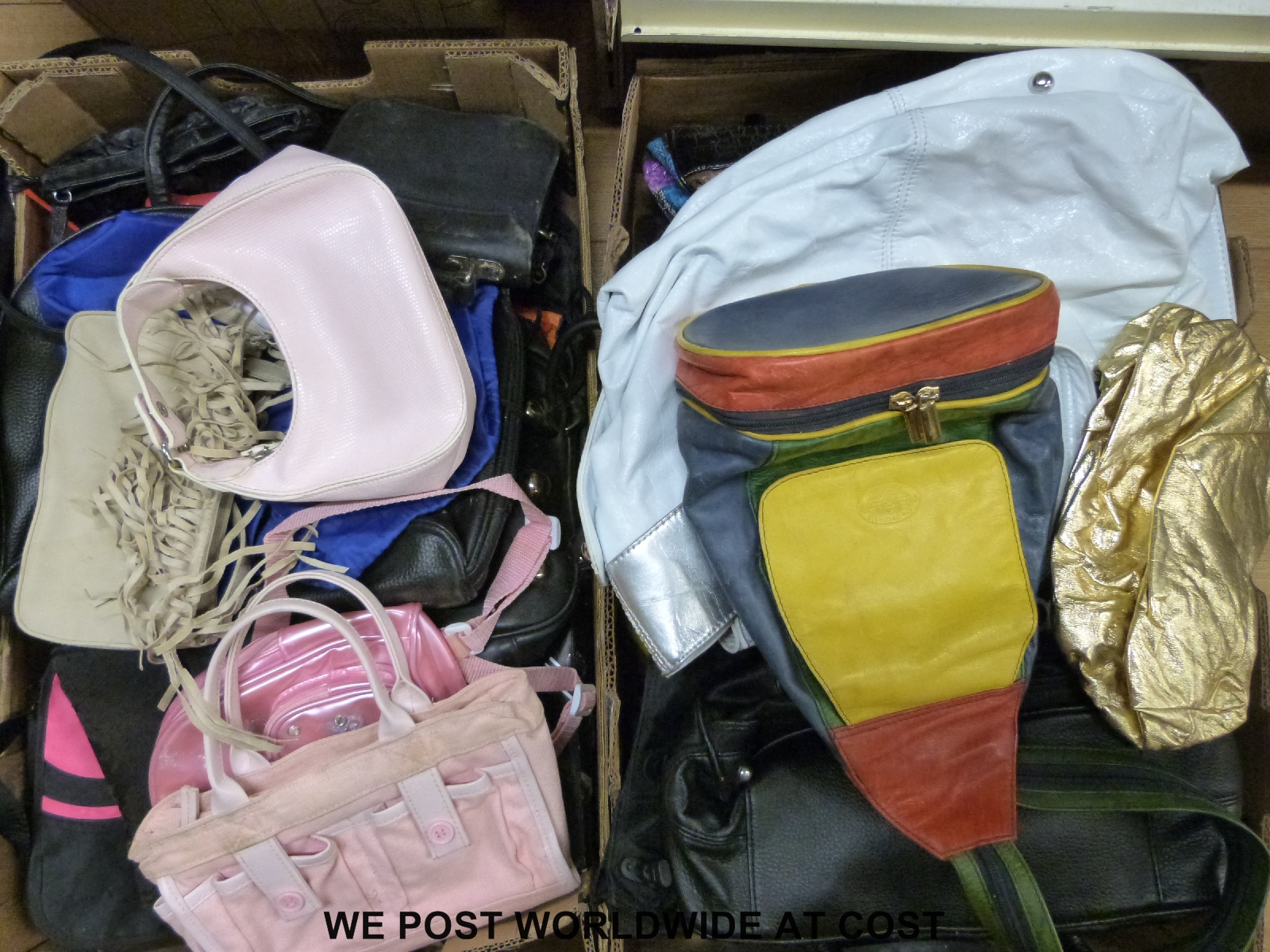 A large quantity of bags and purses, box,