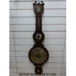 A 19th century mahogany barometer with banded boxwood and ebony inlay,