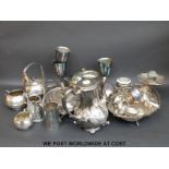 A quantity of plated ware including tea sets, serving dishes etc.
