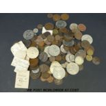 A collection of sundry coinage to include Victorian farthings, bronze pennies, medal coins,