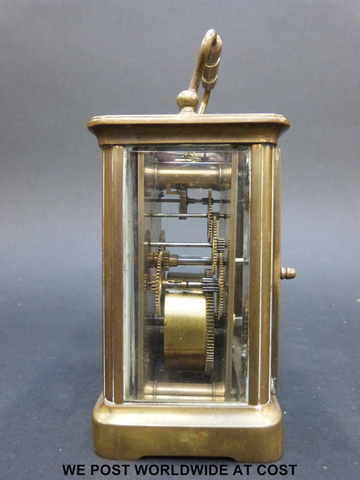 A brass carriage clock in corniche style case no. - Image 5 of 6