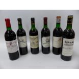 Six bottles of red wine comprising Chateau Pape Clement 1986, Chateau Latour a Pomerol 1989,