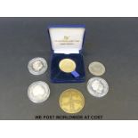 A quantity of RAF dambusters interest commemorative coins including three £5 pieces