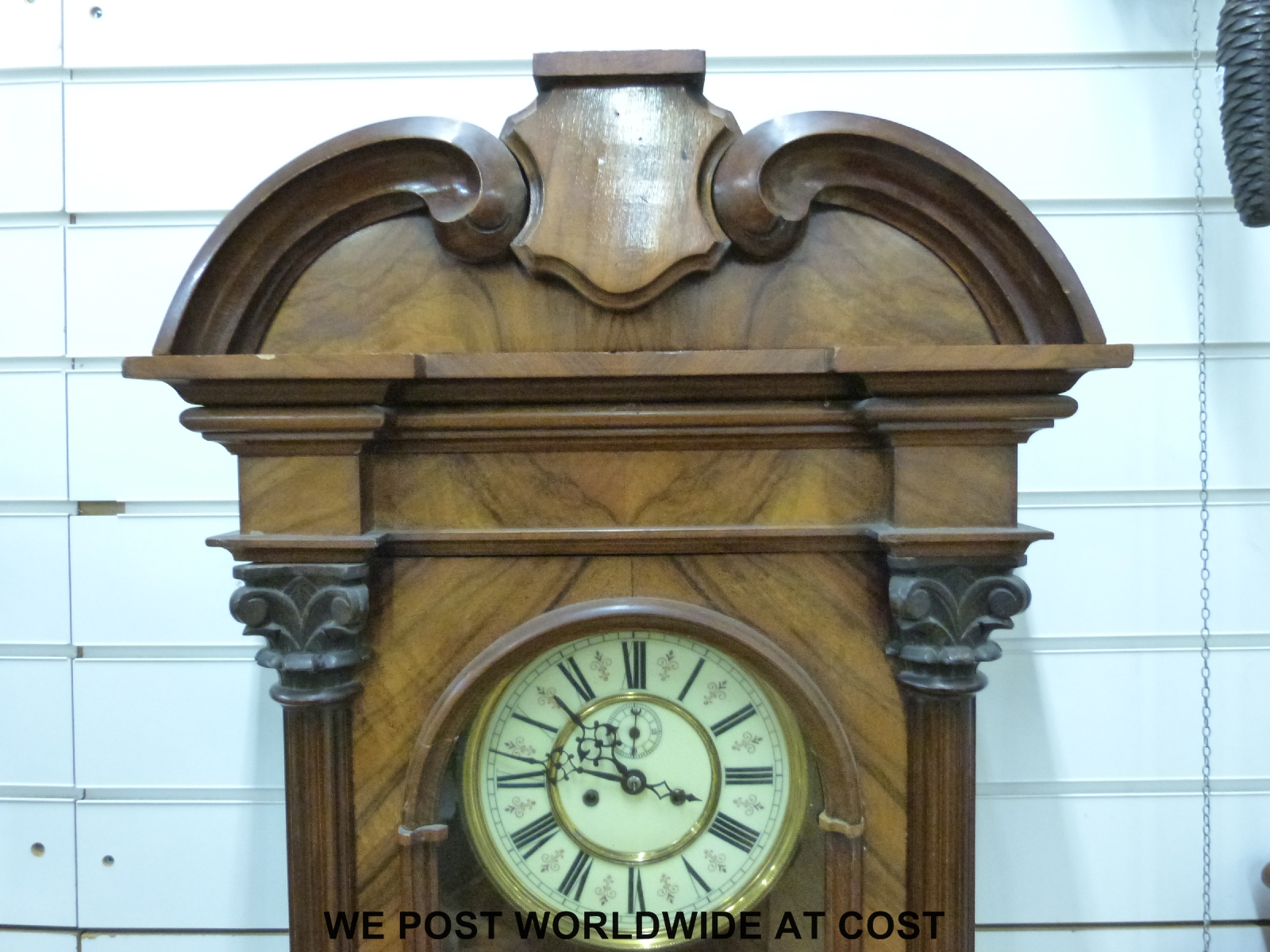 A mid to late 19thC regulator wall clock, the ivory coloured dial with Roman numerals, - Image 4 of 4