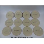 Twelve Moet & Chandon branded coasters in original box with original wrapping