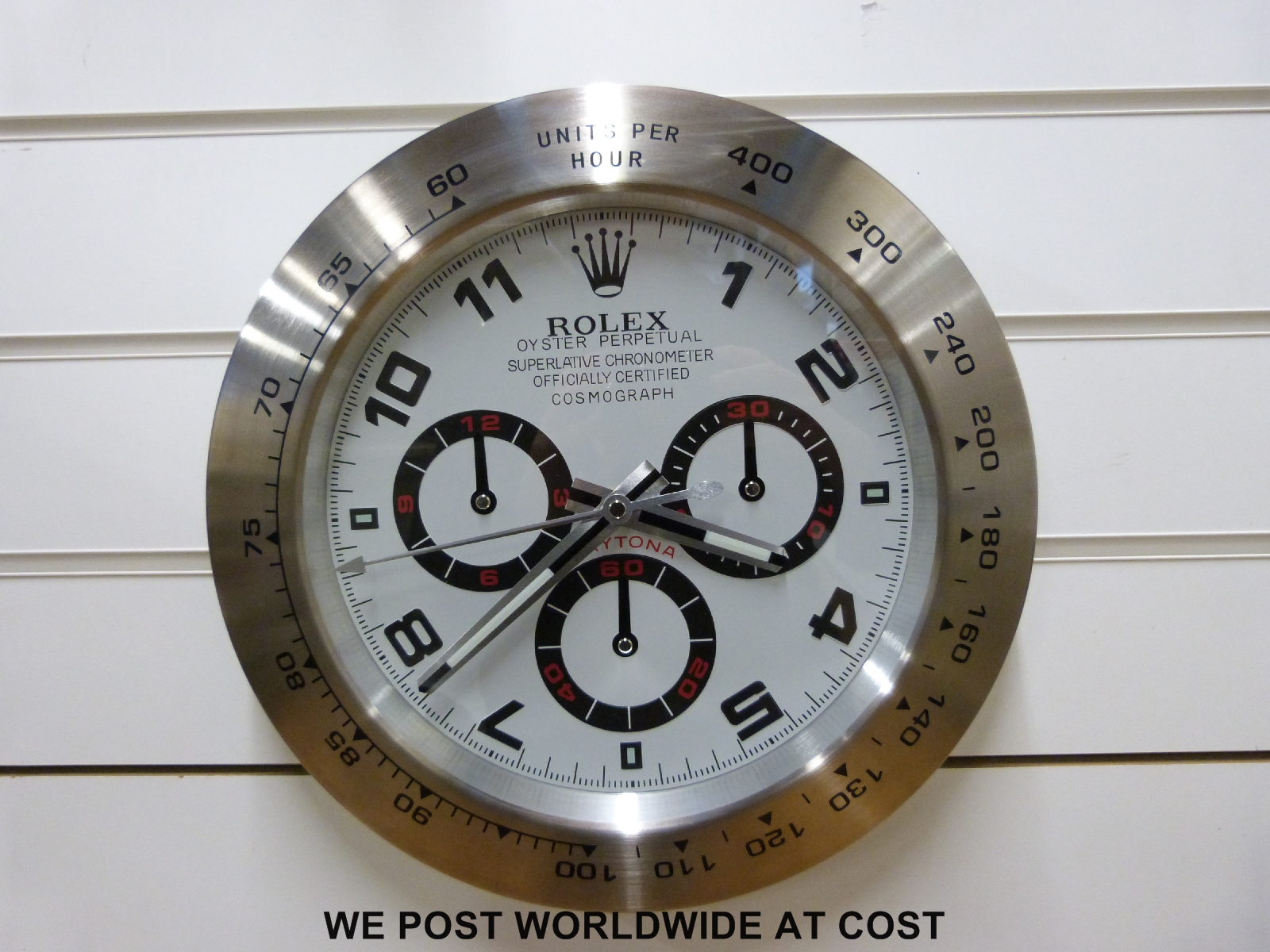 Rolex advertising clock white Daytona style,