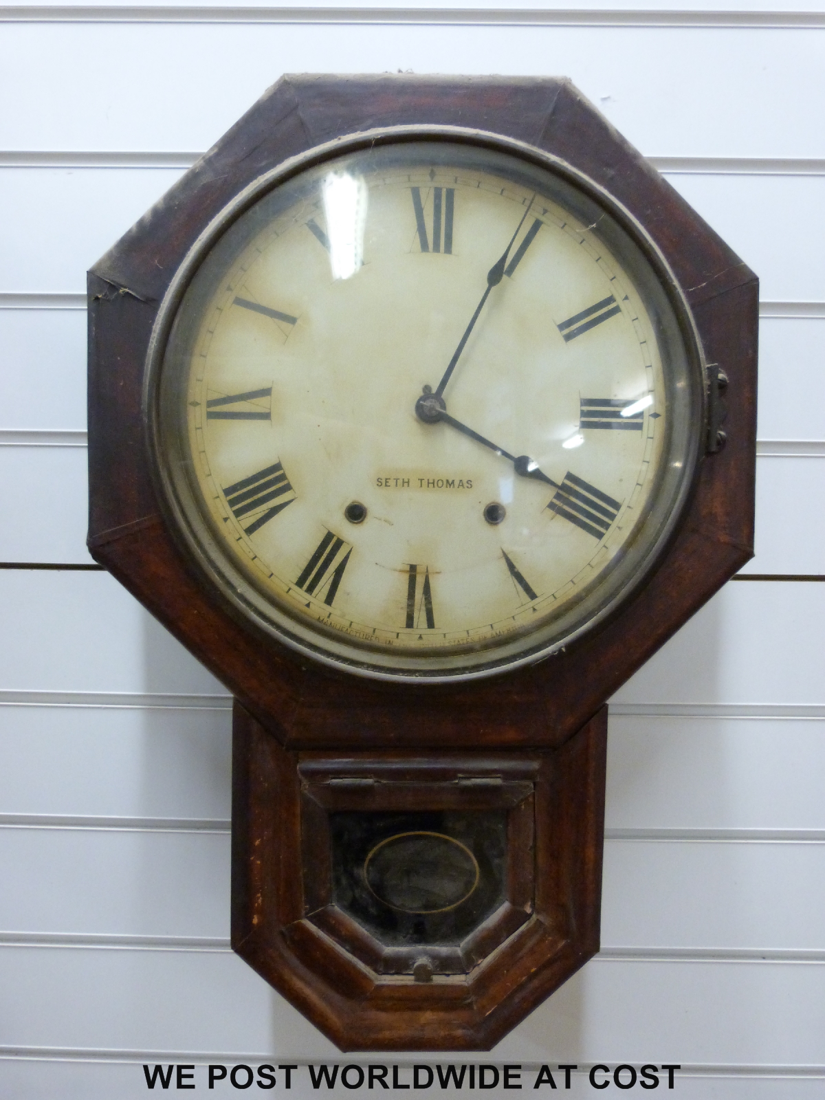 An American drop dial mid to late 19thC wall clock, - Image 3 of 3