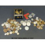 A collection of UK and overseas coinage with a very small silver content,