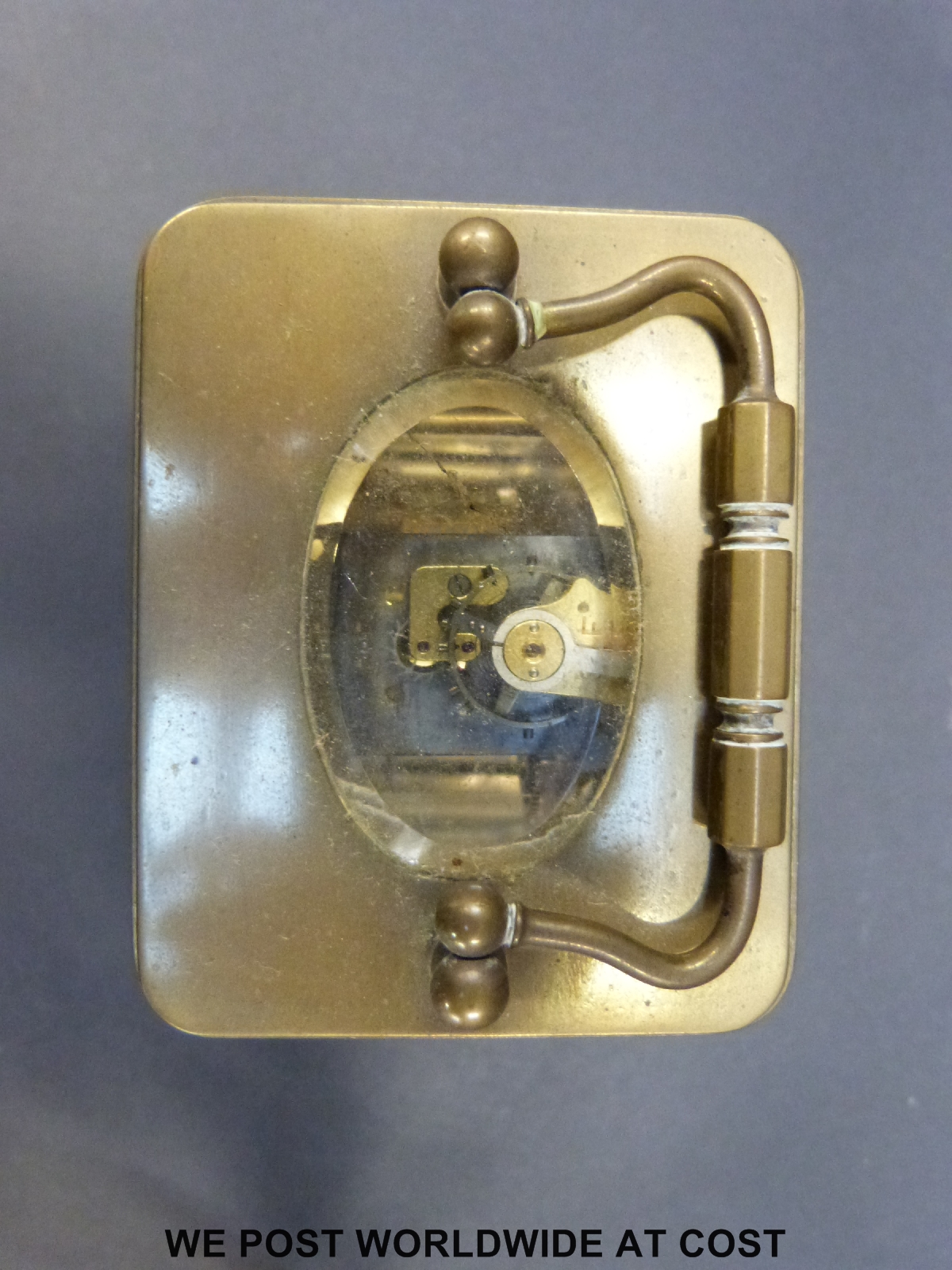 A brass carriage clock in corniche style case no. - Image 6 of 6