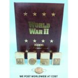 Zippo World War II 'A Remembrance' four lighter set in the form of a book,