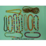 Twenty five agate necklaces including carnelian, onyx,