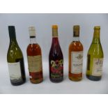 Five bottles of wine comprising Groombridge Place 1996, Loupiac 1975, Chateau de Budos,
