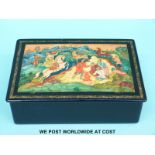 A large signed Russian lacquer box (W18cm)