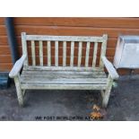 A teak garden bench