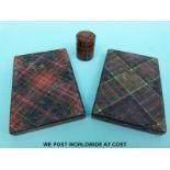 Two tartanware card cases,